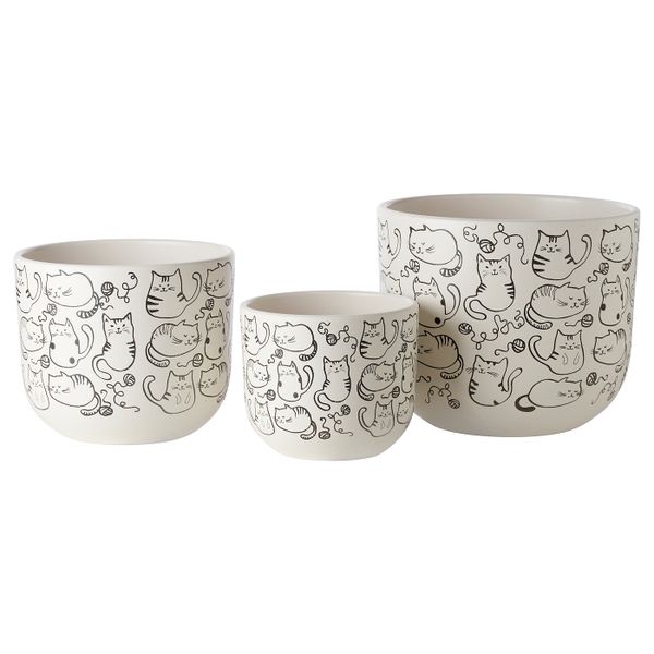 Горшок цветочный, белый/кот 15 см IKEA RUNDMYNTA РУНДМИНТА 804.683.72 - схема-чертеж с размерами