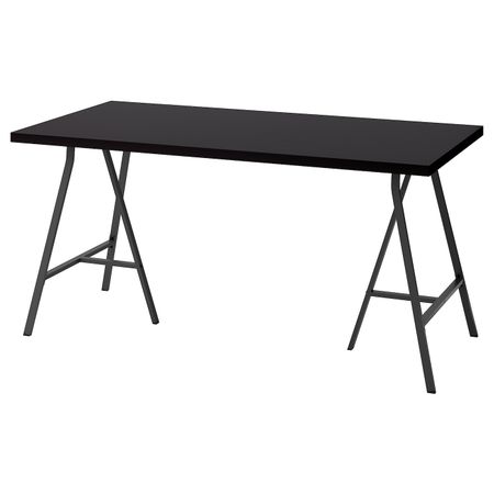 Стол, черно-коричневый/серый 150x75 см IKEA LINNMON ЛИННМОН / LERBERG ЛЕРБЕРГ 892.793.53