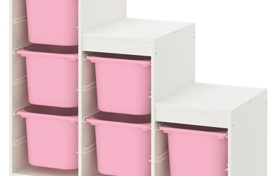 Комбинация для хранения, белый, розовый, 99x44x94 см IKEA TROFAST ТРУФАСТ 293.355.35