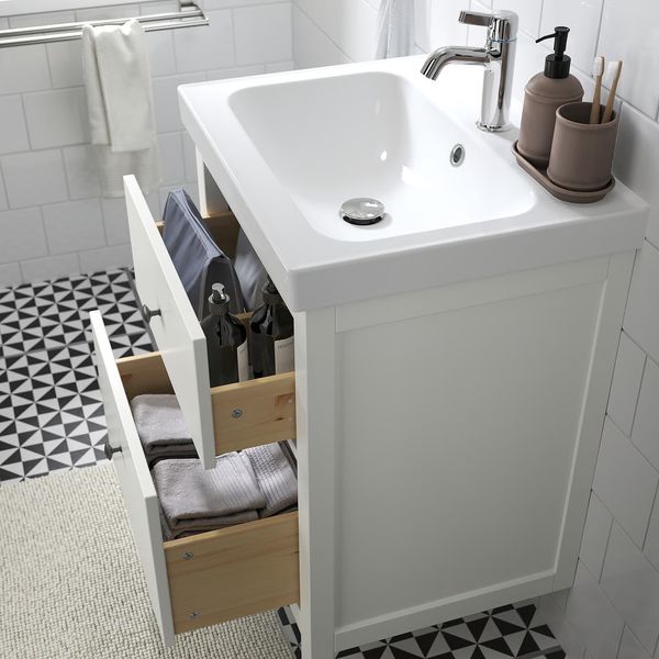 HEMNES / ORRSJÖN Шкаф с ящиками и раковиной - белый 62x49x89 см - фото 3