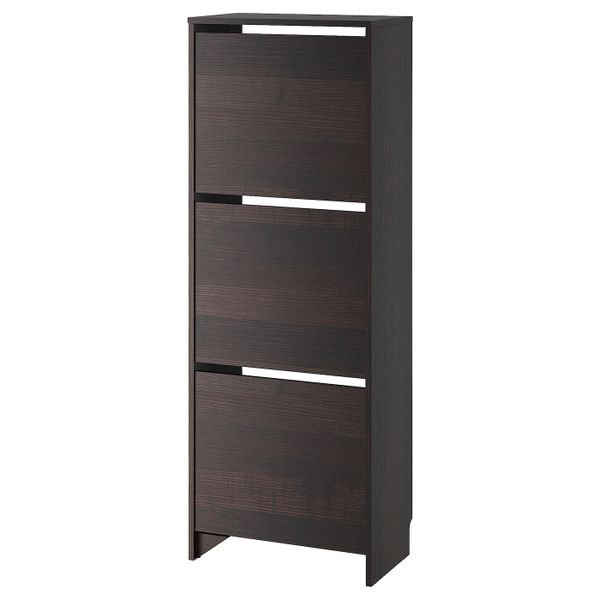 Галошница, 3 отделения, черный/коричневый 49x28x135 см IKEA BISSA БИССА 003.251.22 - фото 1