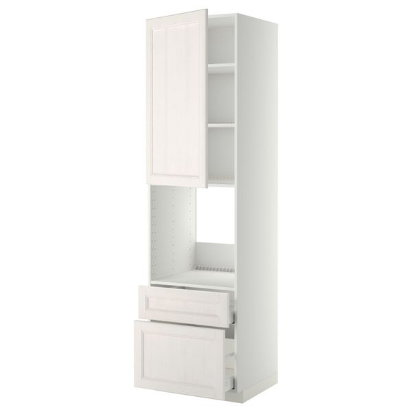 Высокий шкаф для духовки + дверь, 2 ящика МЕТОД / МАКСИМЕРА, белый, Лаксарби белый - фото 1