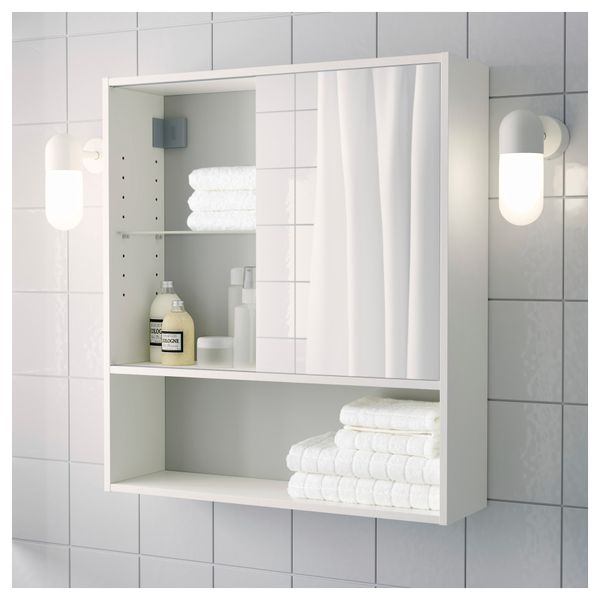 Шкафчик зеркальный ФУЛЛЕН, белый (60x67 см) - схема-чертеж с размерами