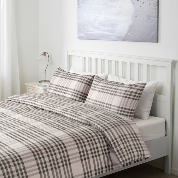 Пододеяльник и 2 наволочки, розовый/серый клетка 200x200/50x70 см IKEA SILESHÅR СИЛЕСХОР 605.313.98 - фото 2