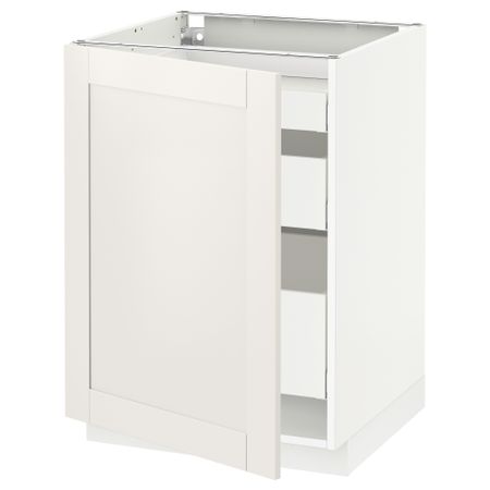 Напольный шкаф с 1 дверцей, 3 ящика МЕТОД / МАКСИМЕРА, белый, Сэведаль белый