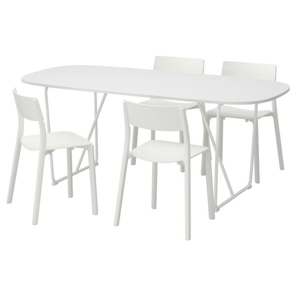 Стол и 4 стула ОППЕБЮ/БЭККАРИД / ЯН-ИНГЕ, белый, белый (185 см) - фото 1