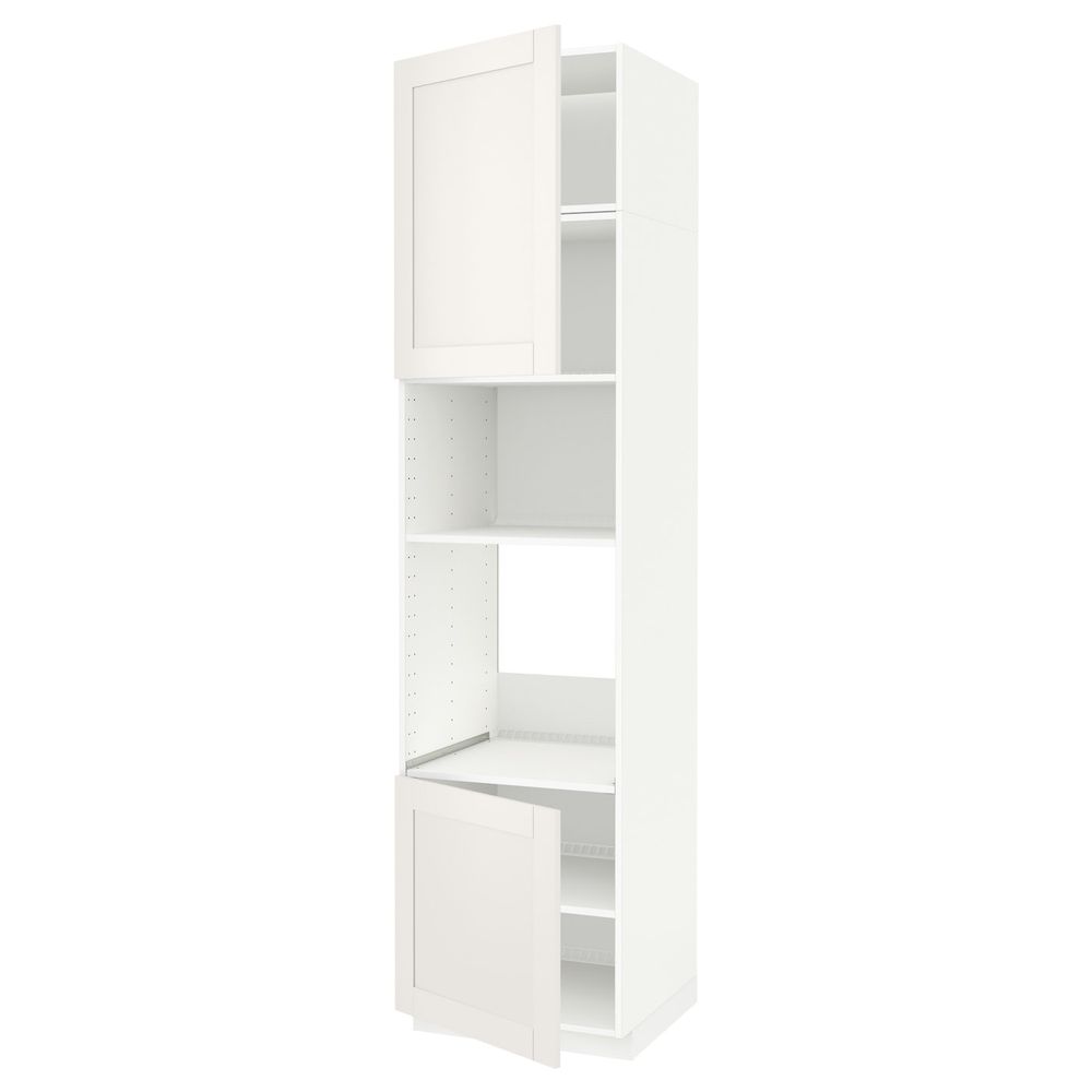 Высокий шкаф для духовки/СВЧ, 2 дверцы/полки, белый/Сэведаль белый 60x60x240 см IKEA METOD МЕТОД 992.229.31 - схема-чертеж с размерами