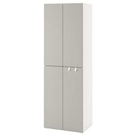 Гардероб, белый серый/с 2 платяными штангами 60x57x181 см IKEA SMÅSTAD СМОСТАД 193.956.81