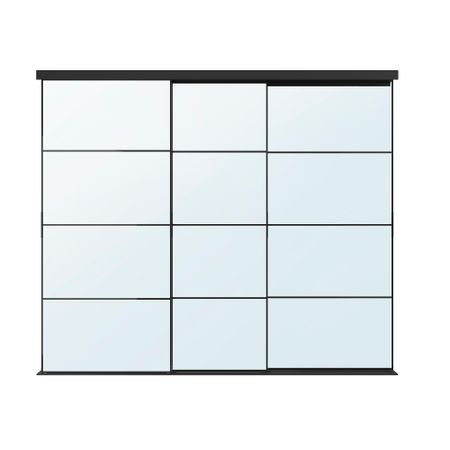 Дверь раздвижная, комбинация, 276x240 см, черный, зеркальное стекло IKEA AULI АУЛИ, SKYTTA 594.995.87