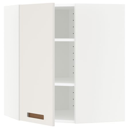 Угловой навесной шкаф с полками МЕТОД, белый, Мэрста белый