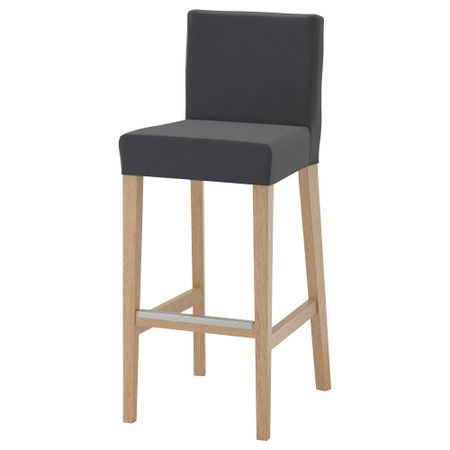 Стул барный ХЕНРИКСДАЛЬ, дуб, Дьюпарп темно-серый (74 см)