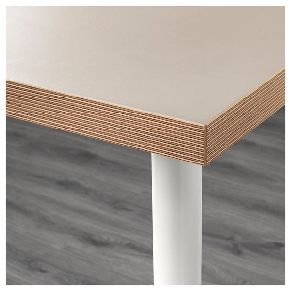 Стол ЛИННМОН / АДИЛЬС, бежевый, белый (150x75 см) - фото 3