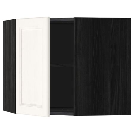 Угловой навесной шкаф с полками МЕТОД, черный, Лаксарби белый