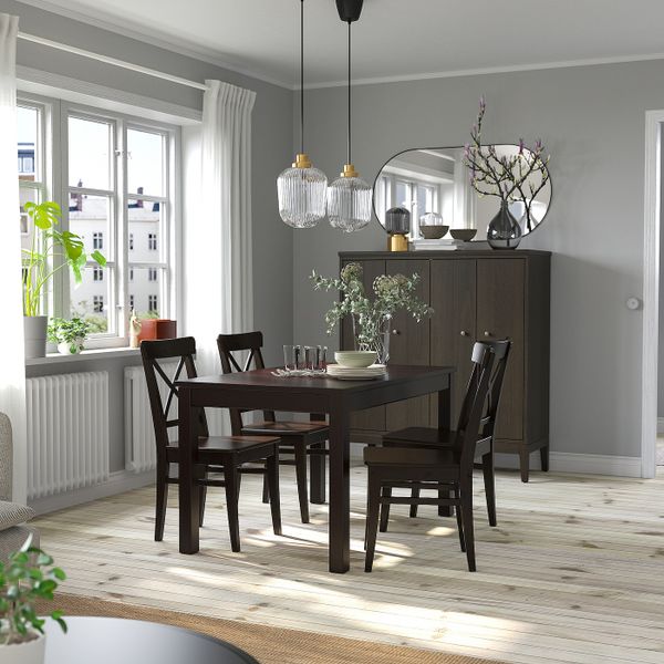 Стол и 4 стула, коричневый/коричнево-чёрный 130/190x80 см IKEA LANEBERG ЛАНЕБЕРГ / INGOLF ИНГОЛЬФ 194.829.61 - фото 2