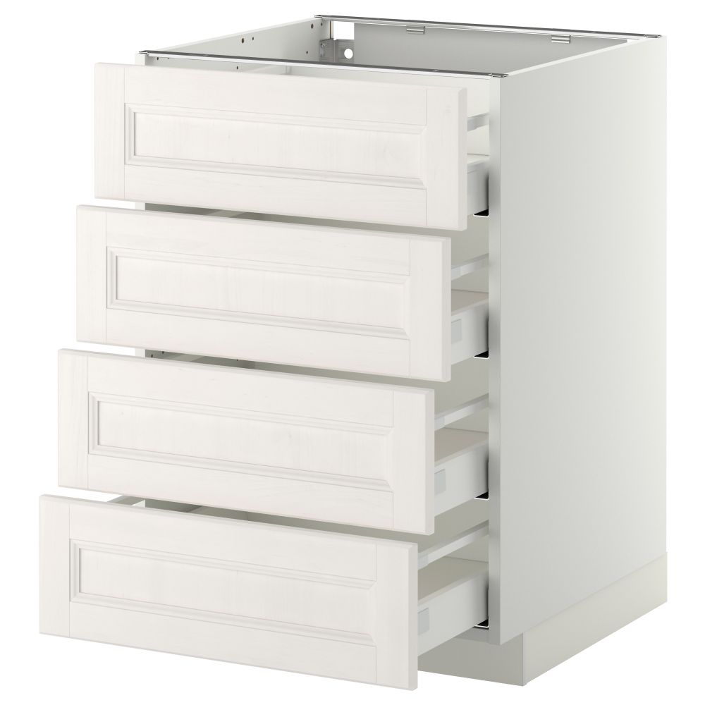 Напольный шкаф 4 фронтальных панели, 4 ящика МЕТОД / МАКСИМЕРА, белый, Лаксарби белый - схема-чертеж с размерами