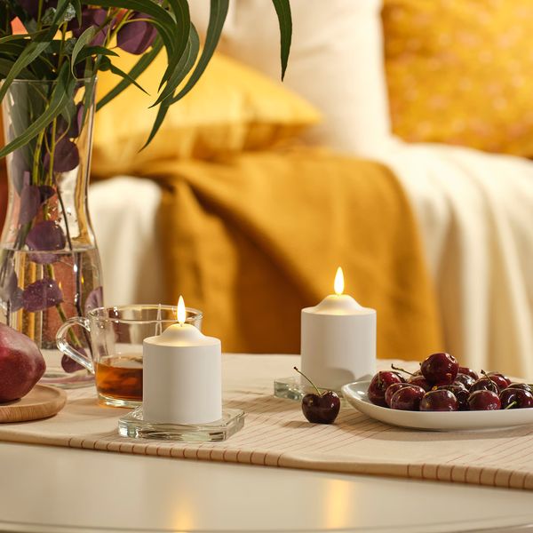 SMÅLOM LED свеча - с батарейным питанием белый 9 см - фото 2