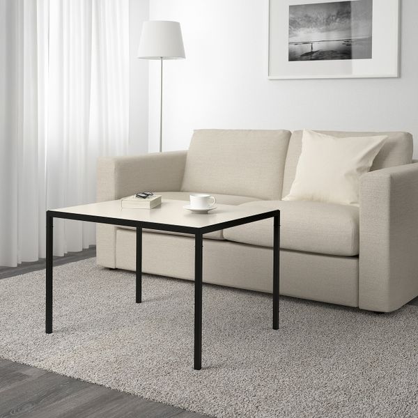 Журнальный стол/2-сторон столешница, черный/бежевый, 75x60x50 см IKEA НИБОДА 603.479.32 - фото 3