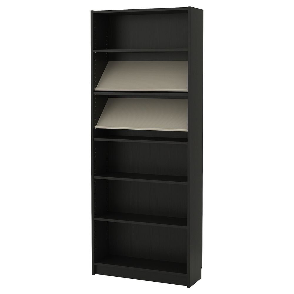 Стеллаж с наклонной полкой, черно-коричневый/бежевый 80x28x202 см IKEA БИЛЛИ / БОТТНА 392.792.23 - фото 1