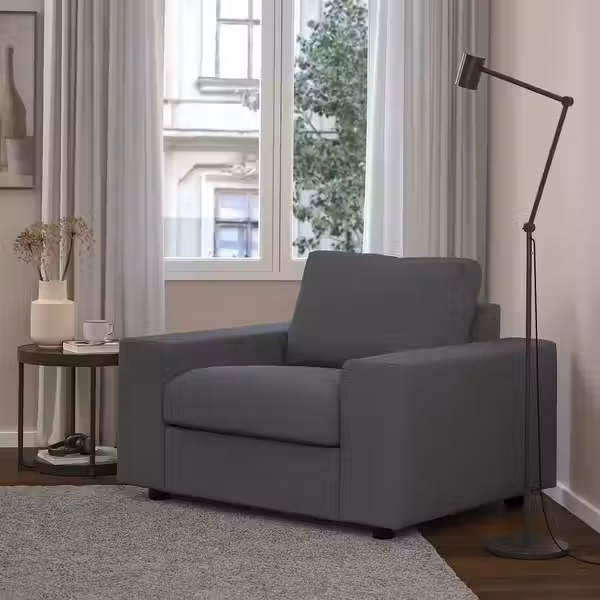 VIMLE Кресло - с широкими подлокотниками/Hallarp серый - фото 2