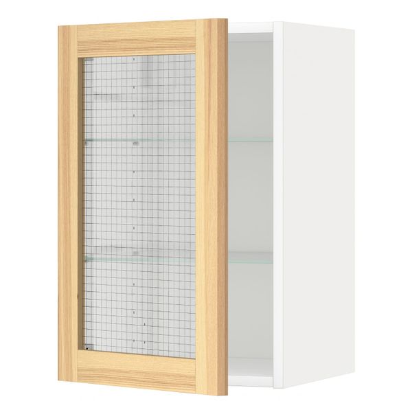 Навесной шкаф/полки/стеклян дверца, белый/Торхэмн ясень 40x60 см IKEA METOD МЕТОД 194.458.17 - фото 1