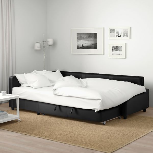 Угловой диван-кровать с отделением для/хран, Бумстад черный IKEA FRIHETEN ФРИХЕТЭН 504.488.99 - фото 3