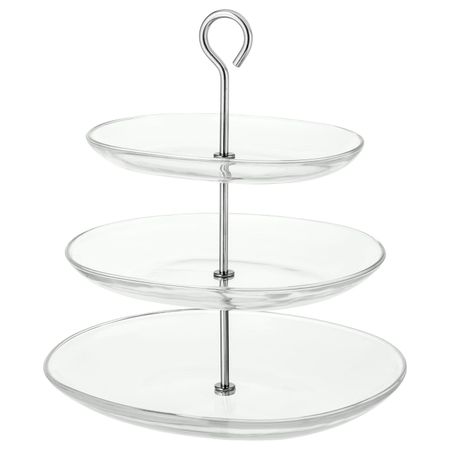 Сервировочные подставка, 3 яруса, прозрачное стекло/нержавеющая сталь IKEA KVITTERA КВИТТЕРА 404.321.58