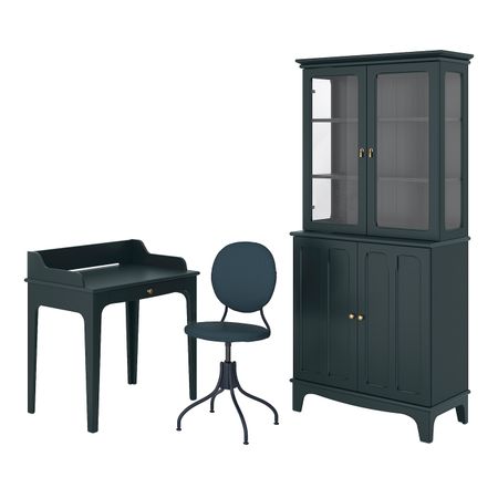 Стол и комбинация для хранения, и рабочий стул сине-зеленый IKEA LOMMARP/BJÖRKBERGET ЛОММАРП/БЬЙОРКБ 794.365.51