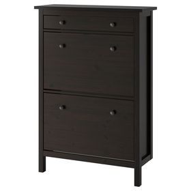 HEMNES Галошница с 2 отделениями - черно-коричневый 89x30x127 см