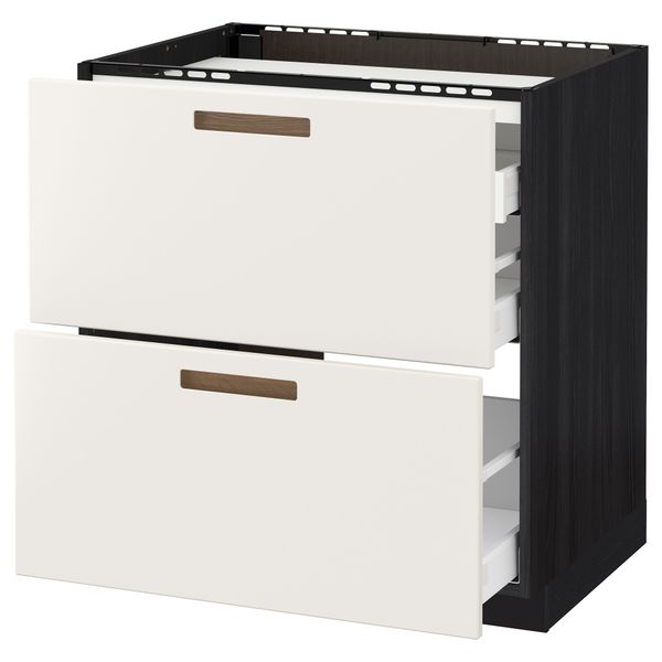Напольный шкаф, 2 фронтальных панели, 3 ящика МЕТОД / МАКСИМЕРА, черный, Мэрста белый - схема-чертеж с размерами