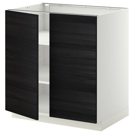 Напольный шкаф с полками/2двери, белый, Тингсрид черный 80x60 см IKEA МЕТОД 692.247.43