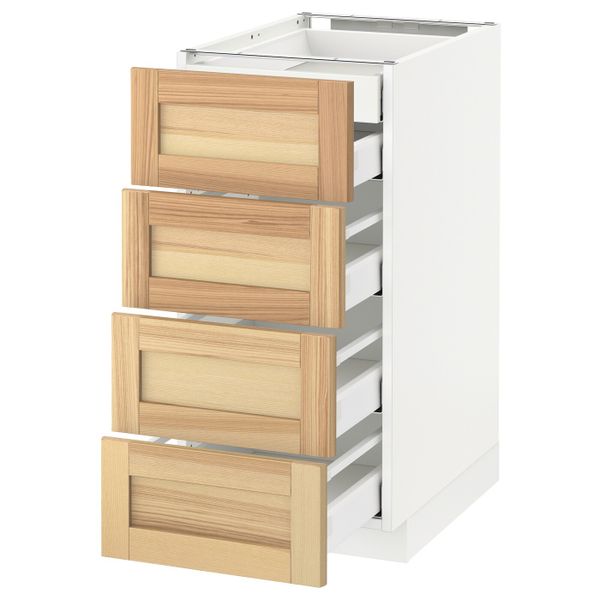 Напольный шкаф 4 фронтальных, 2 низких, 3 средних ящ, белый/Торхэмн ясень 40x60 см IKEA METOD МЕТОД / MAXIMERA МАКСИМЕРА - фото 1