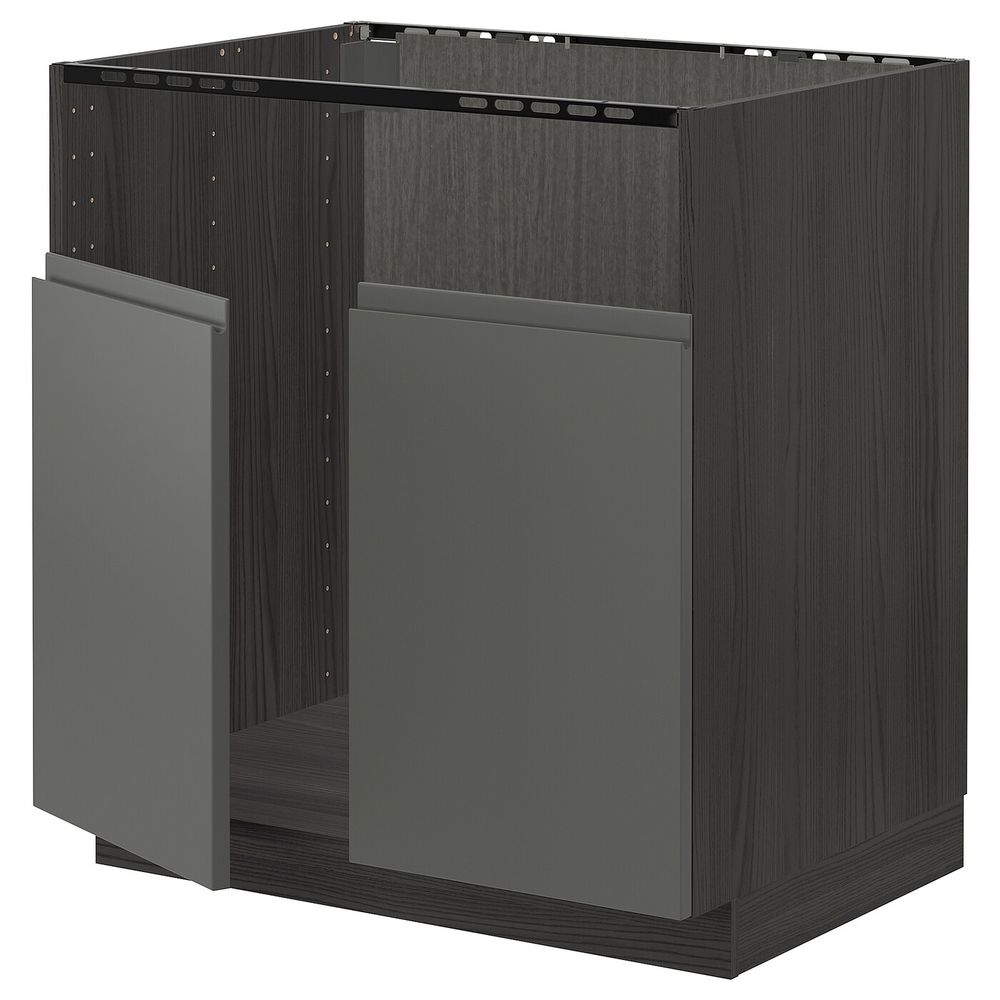 Шкаф для двойной мойки БРЕДШЁН, черный/Воксторп темно-серый 80x60 см IKEA МЕТОД 393.110.63 - схема-чертеж с размерами