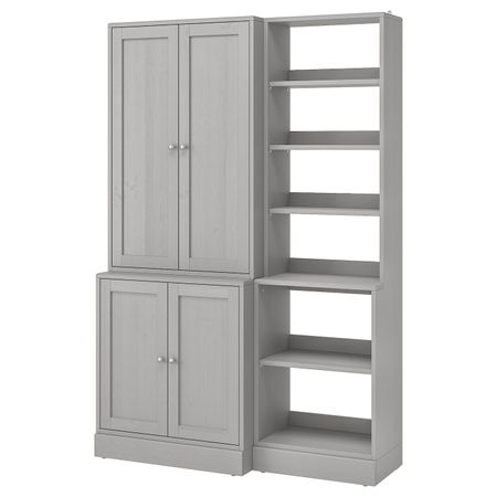 Комбинация для хранения, серый 142x47x212 см IKEA HAVSTA ХАВСТА 992.751.42
