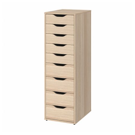 Секция с 9 ящиками, белая морилка, под дуб, 36x116 см IKEA ALEX АЛЕКС 604.735.34