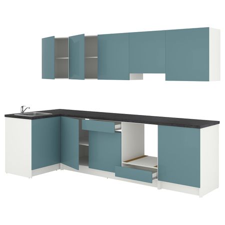 Кухня, глянцевый/синяя бирюза 120x300x220 см IKEA KNOXHULT КНОКСХУЛЬТ 994.243.83