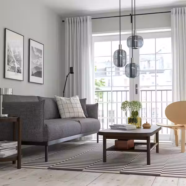 LISTERBY Журнальный стол - темно-коричневый буковый шпон 140x60 см - схема-чертеж с размерами