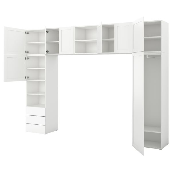 Гардероб, 8 дверей + 3 ящика, белый, Fonnes Sannidal, 340x42x241 см IKEA PLATSA ПЛАТСАA ПЛАТСА 493.365.48 - фото 2