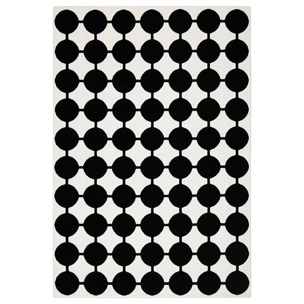 VÄNDPLATS Ковер, короткий ворс - белый/чёрный точечный 133x195 см - фото 1