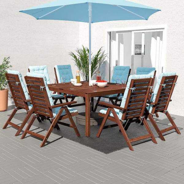 Стол+8кресел,д/сада, коричневая морилка/Куддарна голубой IKEA ÄPPLARÖ ЭПЛАРО 992.897.71 - фото 2