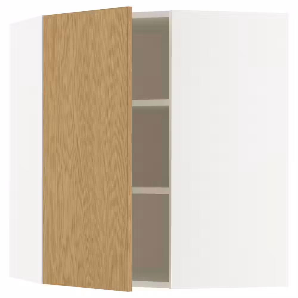 METOD Угловой навесной шкаф с полками - белый/Sinarp дубовый шпон 68x80 см - фото 1