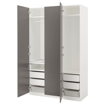 Гардероб, белый, Флорнес темно-серый 150x60x236 см IKEA ПАКС 592.764.93