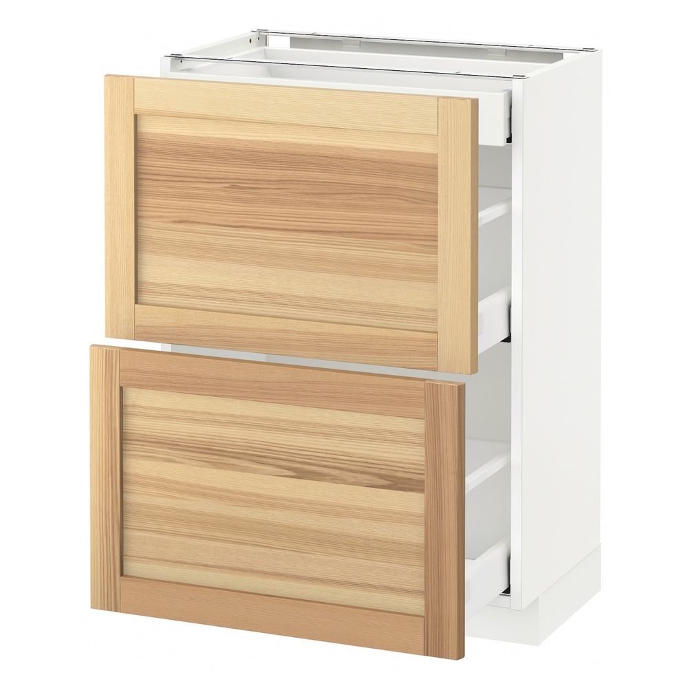 Напольный шкаф/2фасада/3ящика, белый/Торхэмн ясень 60x37 см IKEA METOD МЕТОД / MAXIMERA МАКСИМЕРА 692.361.33 - фото 1