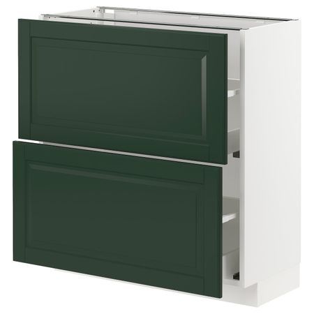 Напольный шкаф с 2 ящиками, белый/Будбин темно-зеленый 80x37 см IKEA METOD МЕТОД / MAXIMERA МАКСИМЕРА 193.125.39