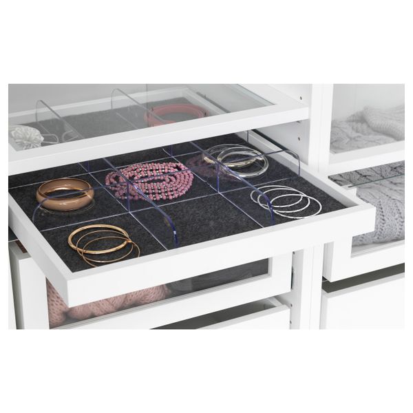 Выдвижная полка с разделителем, белый, прозрачный 50x58 см IKEA КОМПЛИМЕНТ 192.429.66 - схема-чертеж с размерами