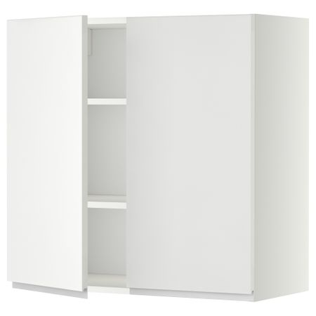 Навесной шкаф с полками, 2 дверцы МЕТОД, белый, Нодста белый