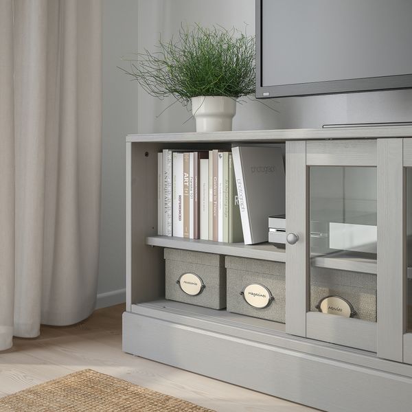 Тумба под ТВ, с цоколем, 160x47x62 см, серый IKEA HAVSTA ХАВСТА 004.803.68 - фото 4