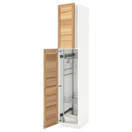 Высокий шкаф с отделением для аксессуаров, для уборки МЕТОД, белый, Торхэмн ясень