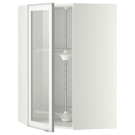 Угловой навесной шкаф с вращающейся секция, стеклянная дв, белый/Ютис матовое стекло 68x100 см IKEA METOD МЕТОД 592.384.15