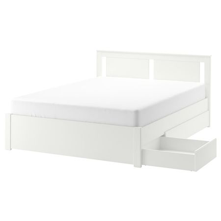 SONGESAND Каркас кровати с 4 ящиками - белый/Lönset 160x200 см