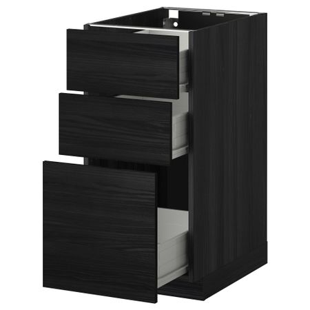 Напольный шкаф с 3 ящиками МЕТОД / ФОРВАРА, черный, Тингсрид черный